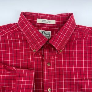 L.L. Bean long sleeve Red Checkered Men's Shirt L Tall
